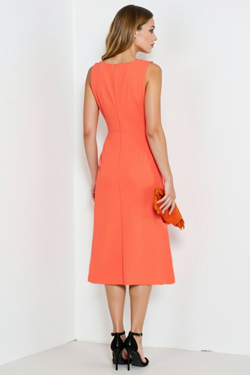 Orange A Line Ruffled Work Dress